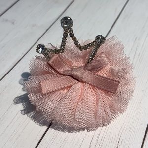 girls princess hair clip pink crown NEW